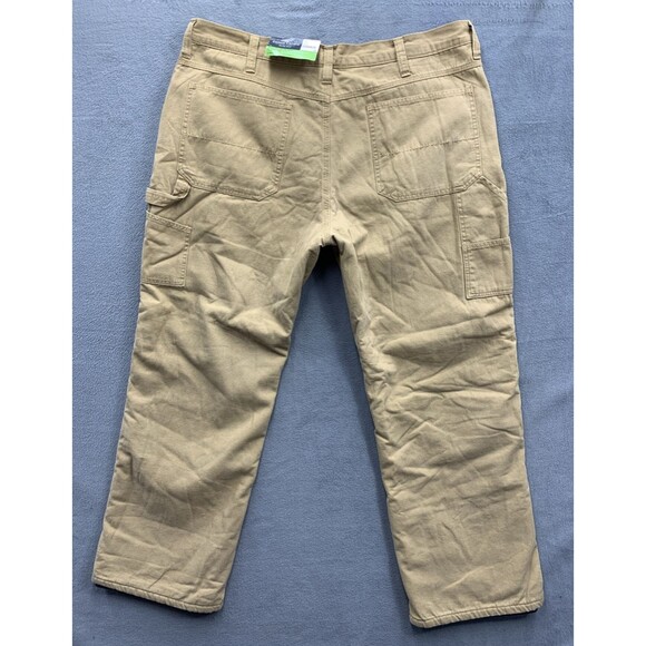 Faded Glory Carpenter Pants Mens 40x32 Brown Fleece Lined Workwear Dead Stock - Picture 1 of 16
